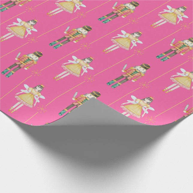 Nutcracker Ballerina Pink Weihnachten Geschenkpapier (Ecke)