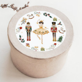 Nutcracker Ballerina Red Gold Kindergeburtstag Par Runder Aufkleber