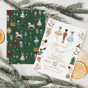 Nutcracker Ballerina Tanz und wirbelnder Geburtsta Einladung