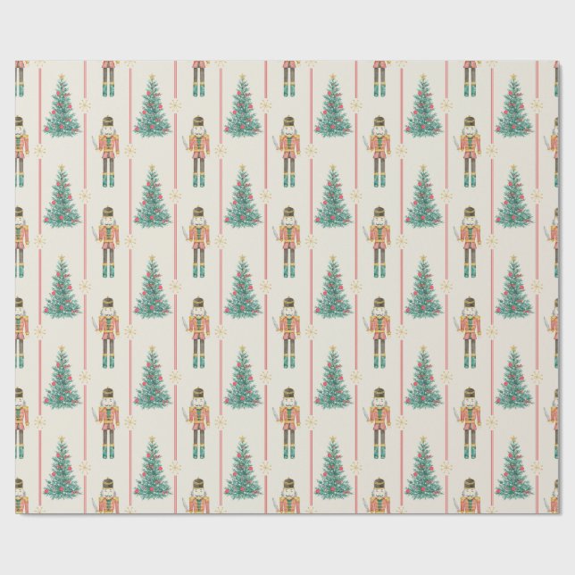 Nutcracker Ballerina Vintage Weihnachten Geschenkpapier (Flach)