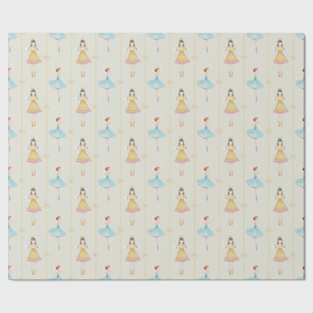 Nutcracker Ballerina Vintage Weihnachten Geschenkpapier (Saum)