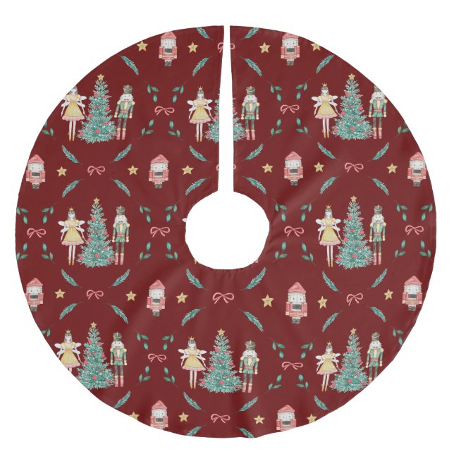 Nutcracker Ballerina Weihnachtsgeschenke Polyester Weihnachtsbaumdecke (Vorderseite)