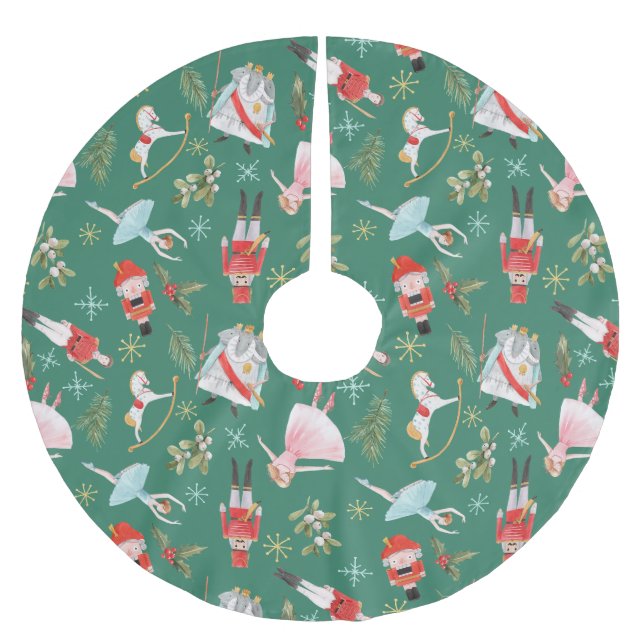 Nutcracker Ballerina Weihnachtsgeschenke Polyester Weihnachtsbaumdecke (Vorderseite)