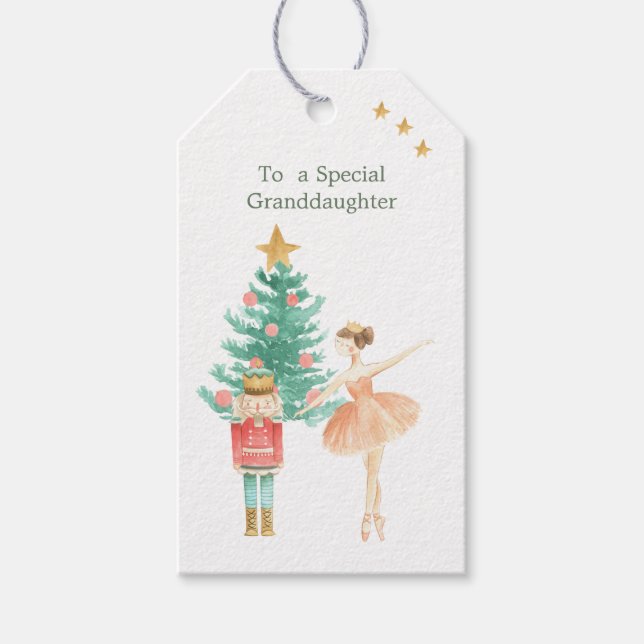 Nutcracker Ballerina Weihnachtsgeschenke Tags Geschenkanhänger (Vorderseite)