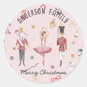 Nutcracker Ballet Ballerina Familie Weihnachtsgesc Runder Aufkleber