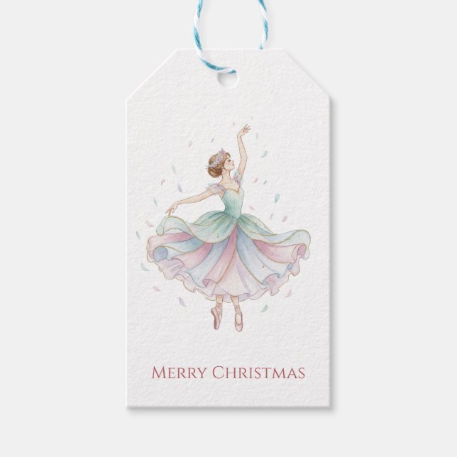 Nutcracker Ballet Ballerina in Green and Pink Tutu Geschenkanhänger (Vorderseite)