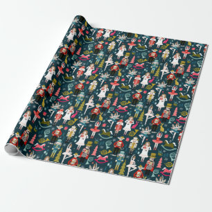Nutcracker Ballet Characters - Navy Geschenkpapier