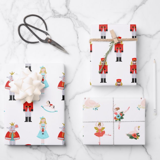 Nutcracker Ballet Charaktere Weihnachten Geschenkpapier Set (Vorderseite)