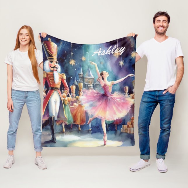 Nutcracker Ballet Christmas Ballerina Personalisie Fleecedecke (Beispiel)