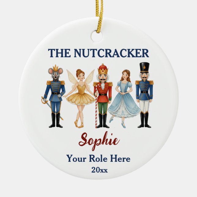 Nutcracker Ballet Custom Name & Role Keramik Ornament (Vorne)