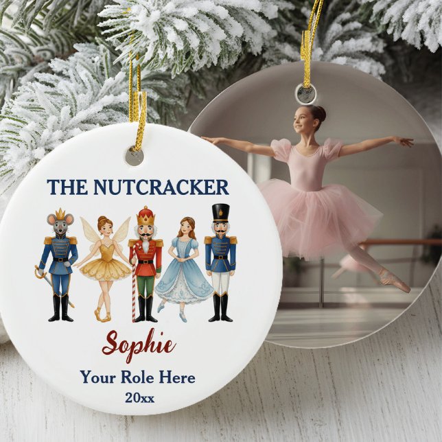 Nutcracker Ballet Custom Name & Role, Photo Keramik Ornament (Von Creator hochgeladen)