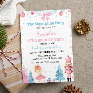 Nutcracker Ballet Fairy Pink zum Geburtstag Einlad Einladung