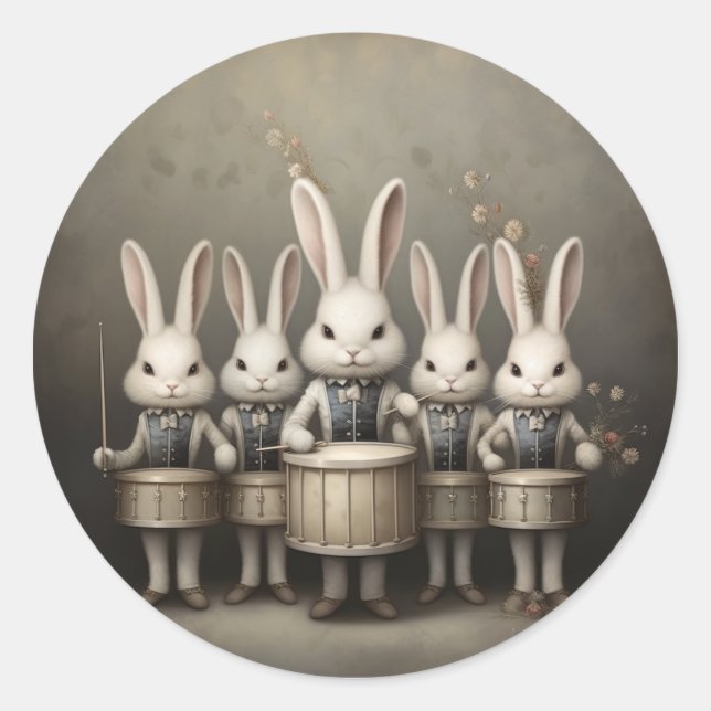 Nutcracker Ballet Fashion-Hare Drummers Runder Aufkleber (Vorderseite)