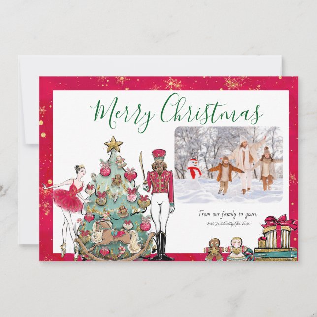 Nutcracker Ballet Flat Holiday Card Feiertagskarte (Vorderseite)