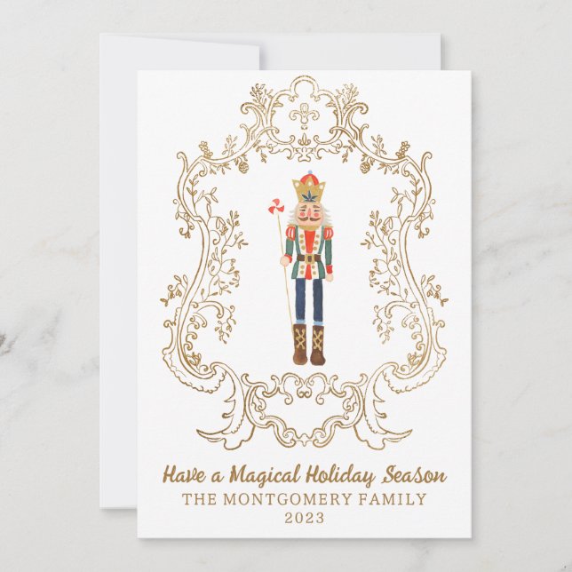 Nutcracker Ballet Gold Wappen Weihnachtskarte Einladung (Vorderseite)
