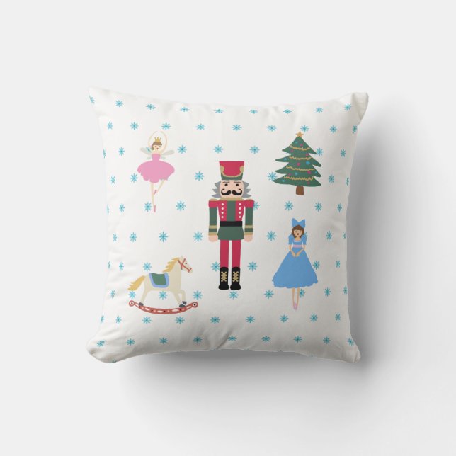 Nutcracker Ballet Illustration Snowflake Kissen (Vorderseite)