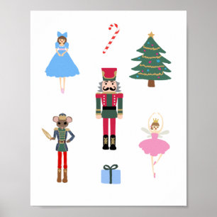 Nutcracker Ballet Illustration Snowflake Malerei Poster