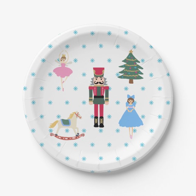Nutcracker Ballet Illustration Snowflake Napkins Pappteller (Vorderseite)