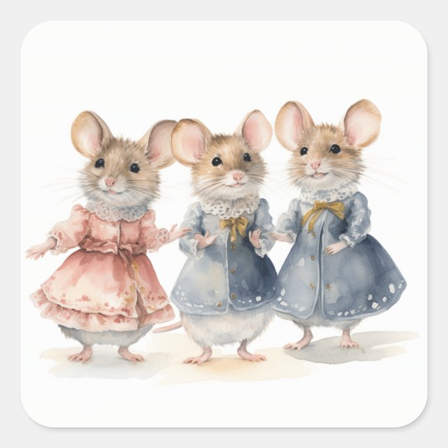 Nutcracker Ballet Mice  Quadratischer Aufkleber (Vorderseite)