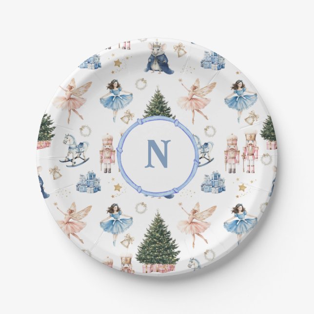Nutcracker Ballet Weihnachten Mit Monogramm Pappteller (Vorderseite)