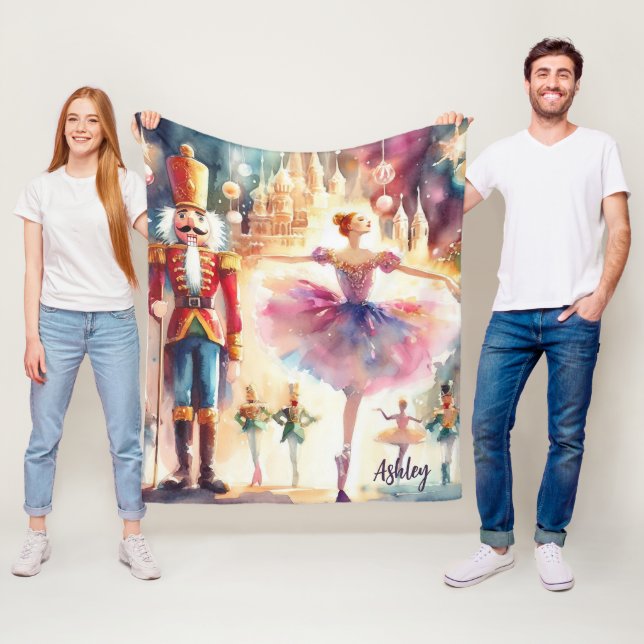 Nutcracker Ballet Weihnachts Ballerina Individuell Fleecedecke (Beispiel)