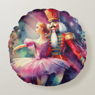 Nutcracker Ballet Weihnachtsweih Ballerina Rundes Kissen