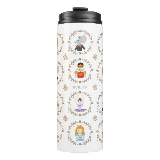 Nutcracker Ballet-Zeichen mit Namen Thermosbecher (Vorderseite)