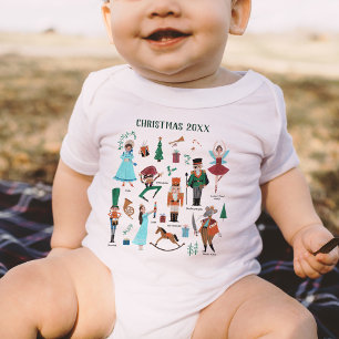 Nutcracker-Ballettfiguren Feiertag Weihnachten Baby Strampler