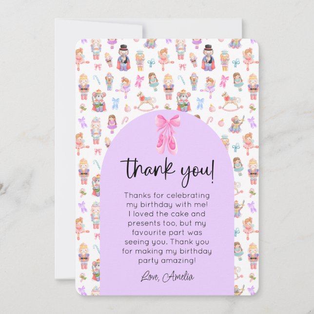 Nutcracker Birthday Foto Vielen Dank Einladung (Vorderseite)