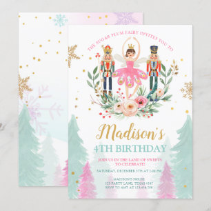 Nutcracker Birthday Girl Ballet Girl Suger Plum Einladung