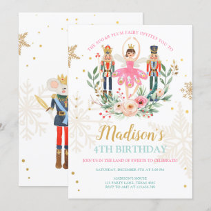 Nutcracker Birthday Girl Ballet Girl Sugl Plum Einladung