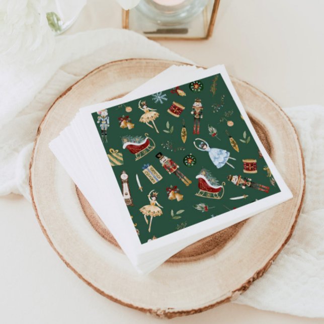 Nutcracker blauer Goldballerina Kindergeburtstag P Serviette (Von Creator hochgeladen)