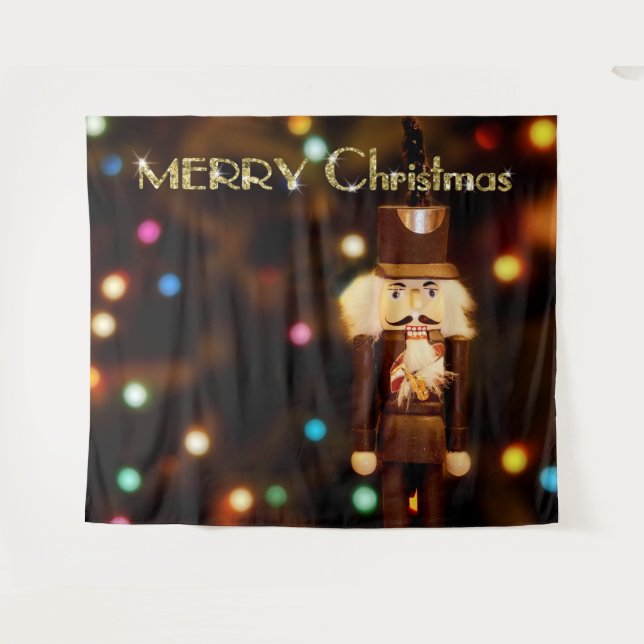 Nutcracker Bokeh Weihnachts-Foto Stand Hintergrund Wandteppich (Vorderseite (Horizontal))