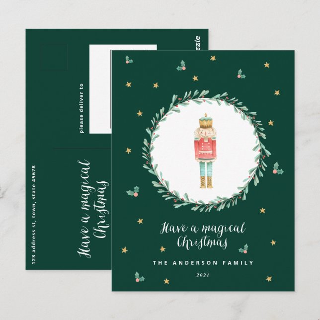 Nutcracker botanische niedliche Weihnachtspostkart Postkarte (Vorne/Hinten)