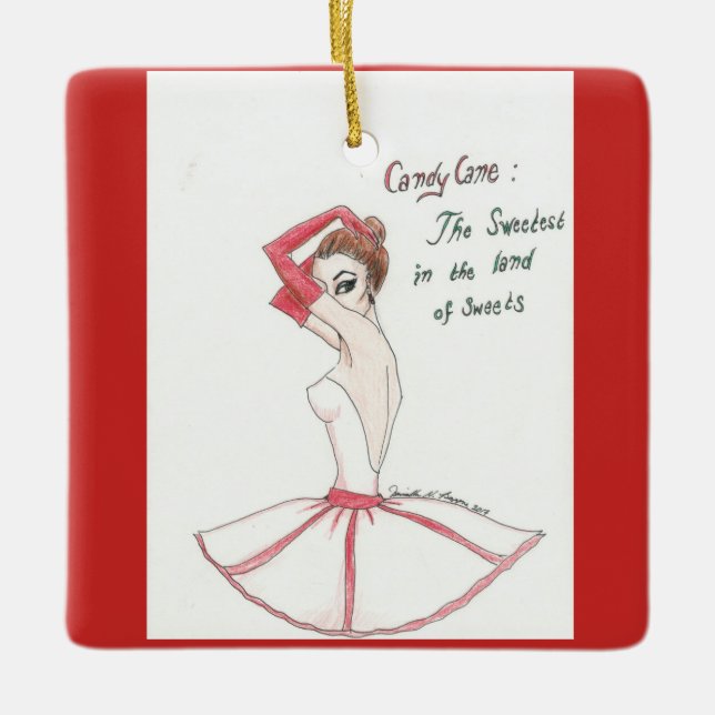 Nutcracker Candy Cane Ornament. Keramikornament (Vorderseite)