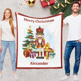 Nutcracker Christmas Blanket for Kids With Name Fleecedecke