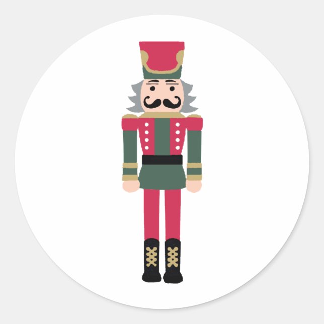 Nutcracker Christmas Design Classic Round Sticker (Vorderseite)