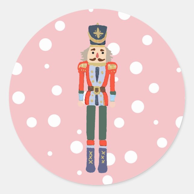 Nutcracker Christmas Design Classic Round Sticker (Vorderseite)