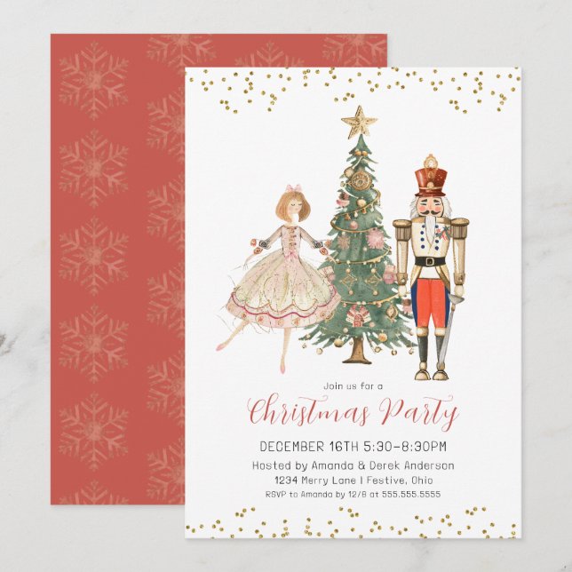 Nutcracker Christmas Party Invitation Einladung (Vorne/Hinten)