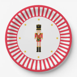 Nutcracker Christmas Plate Red and White Pappteller