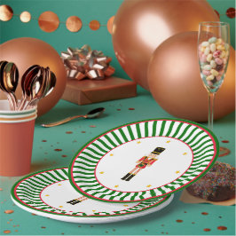 Nutcracker Christmas Plate Red Green and White Pappteller
