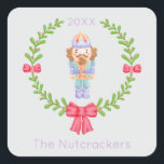 Nutcracker Christmas Quadratischer Aufkleber<br><div class="desc">Machen Sie Ihren Urlaub unvergesslich mit diesen skurrilen Nutcracker Weihnachtsaufklebern. Es ist Zeit für ein Zuckerpflaumenfest! Sie können dieses Design personalisieren, indem Sie auf "Diese Vorlage personalisieren" klicken oder wenn Sie den Schriftart, die Hintergrundfarben ändern oder die Designelemente anders anordnen möchten, klicken Sie auf "Bearbeiten mit dem Entwurfswerkzeug".</div>