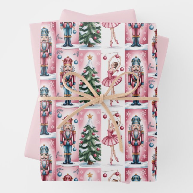 Nutcracker Christmas Watercolor Girly Festival Geschenkpapier Set (Beispiel)