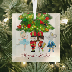 Nutcracker, Clara, Soldat und Maus King Ornament Aus Glas