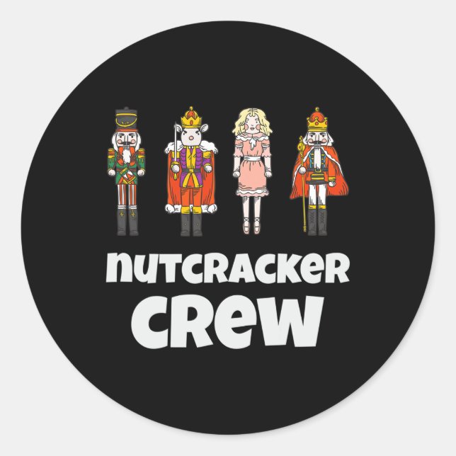 Nutcracker-Crew passt zu Weihnachtsjunge Männer Ge Runder Aufkleber (Vorderseite)