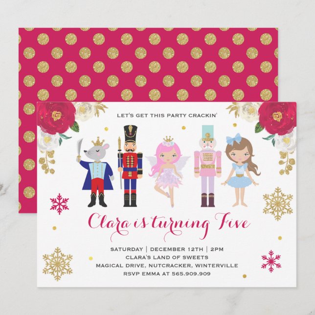 Nutcracker Einladung Zuckerpflaume Einladung (Vorne/Hinten)