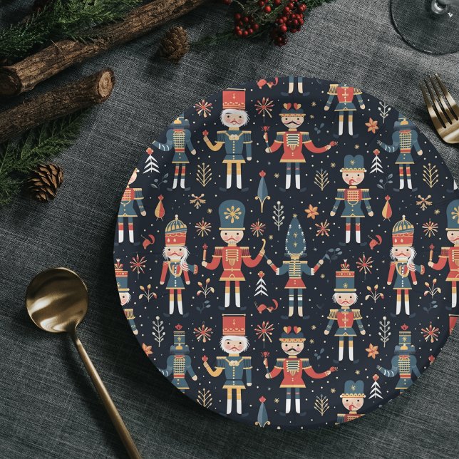Nutcracker Elegance Festive Pattern Collection Pappteller (Von Creator hochgeladen)