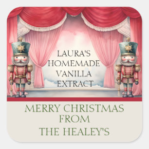 Nutcracker-Etiketten für HOMEMADE VANILLA EXTRACT Quadratischer Aufkleber
