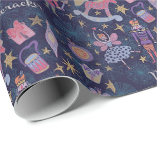 Nutcracker & Fairies Blue Wrapping Paper Geschenkpapier