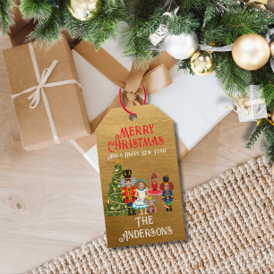 Nutcracker-Familie von fünf lustigen frohen Weihna Geschenkanhänger